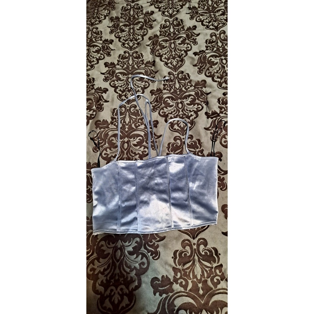 H& M Blue Satin Corset Top Size Medium